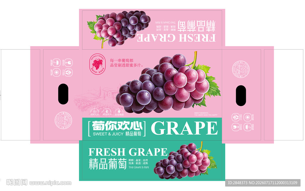 萄你欢心葡萄包装平面展开图