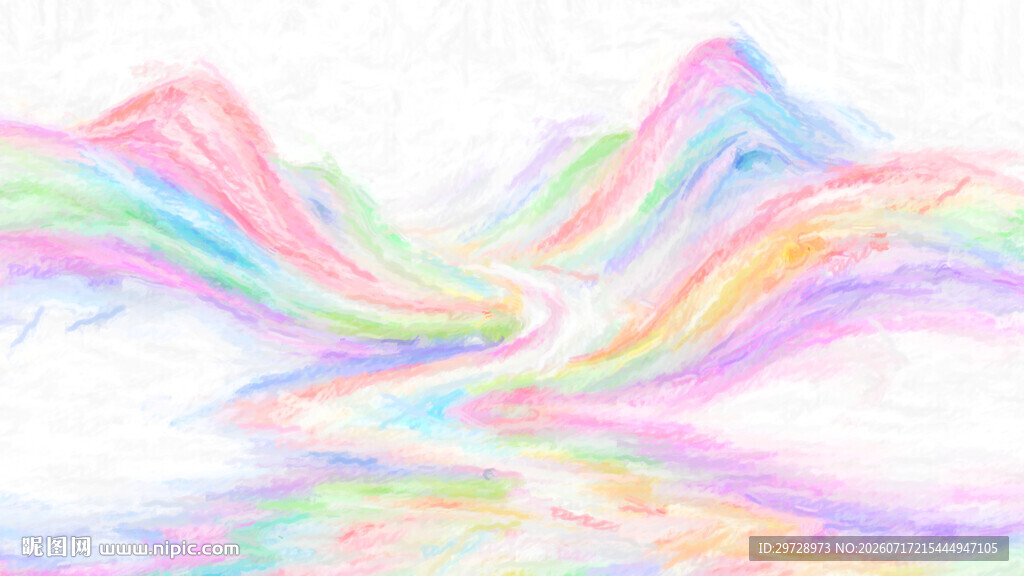 梦幻彩色渐变山水线条图