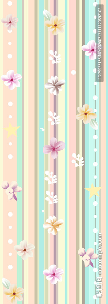 清新条纹花卉图案背景