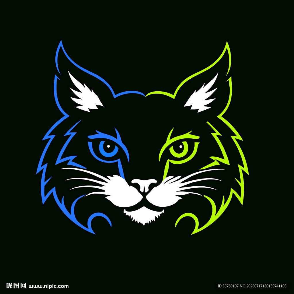 双色猫头像设计
