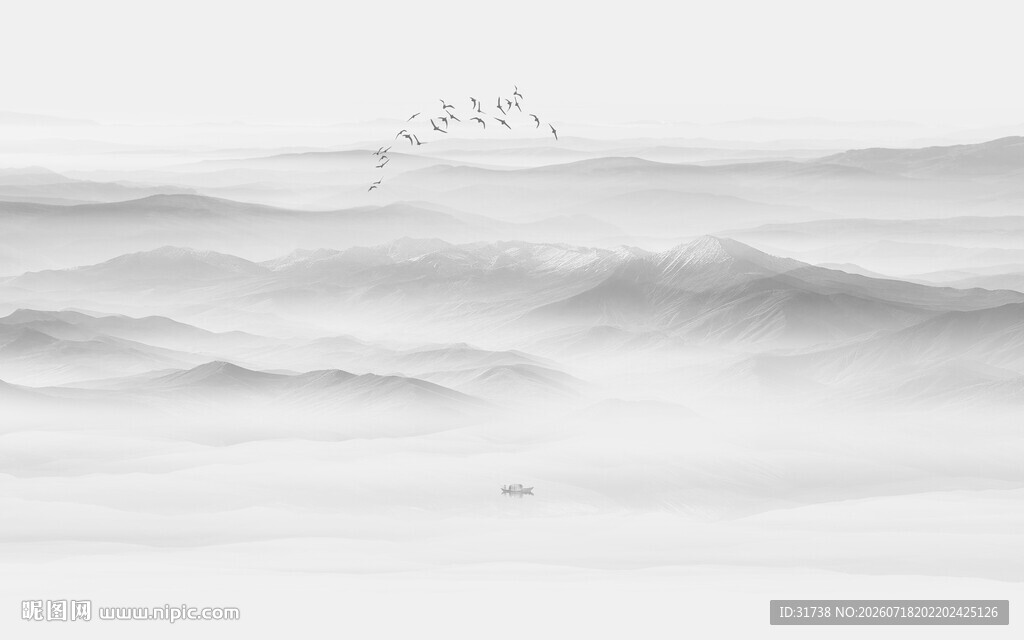 新中式水墨山水画背景墙