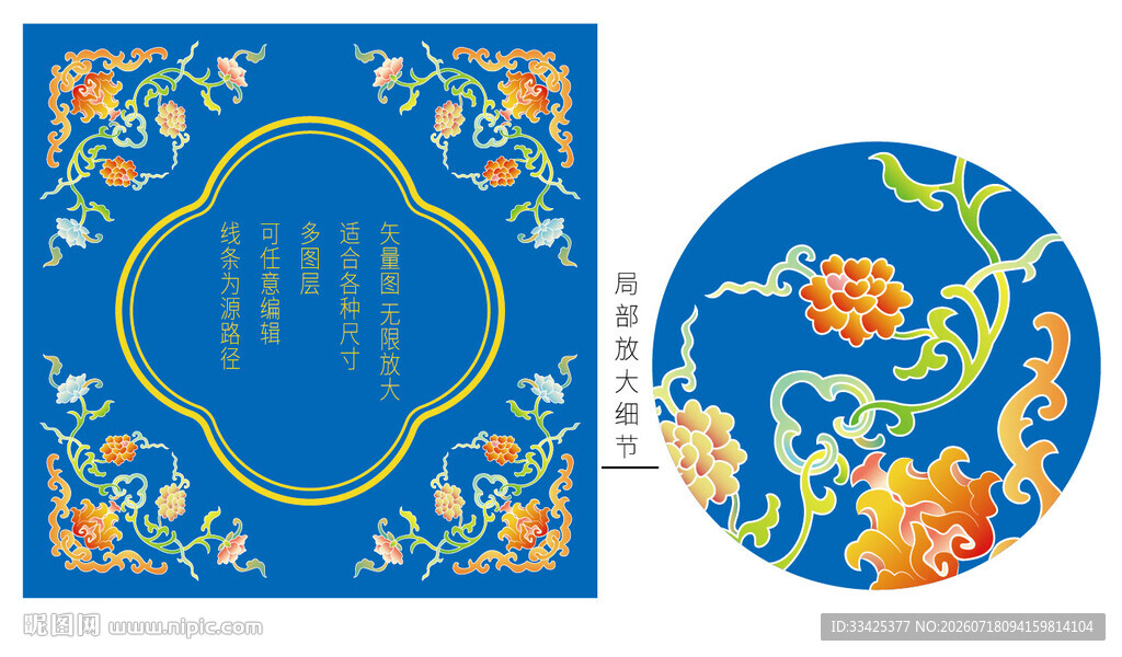 如意缠枝纹包装设计礼盒角花边框