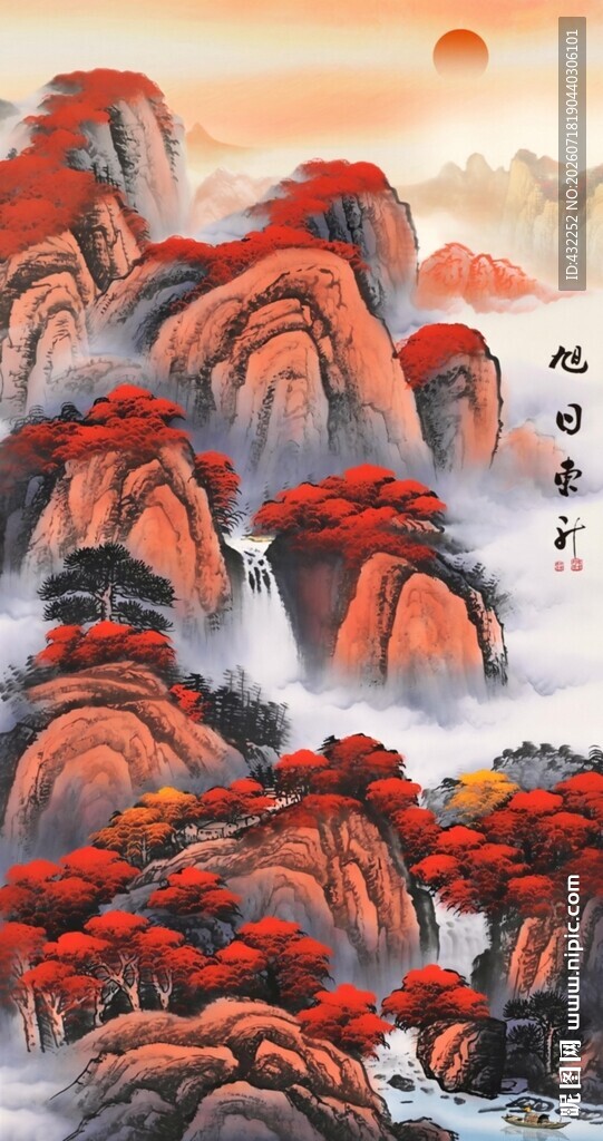 竖幅山水画