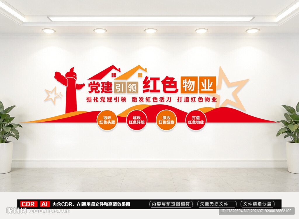 党建引领红色物业文化墙
