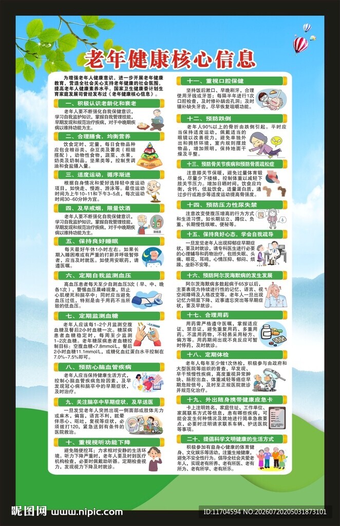 老年健康核心信息海报