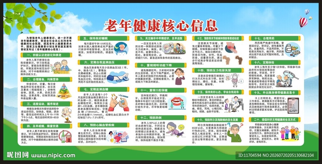 老年健康核心信息宣传栏