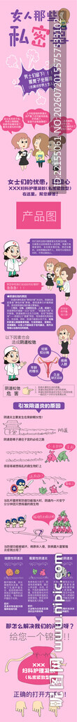 妇科凝胶手绘漫画风格详情长图片