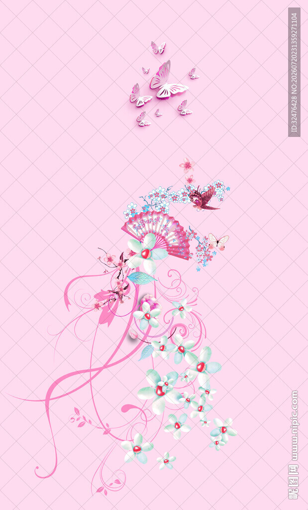 梦幻粉色独角兽插画
