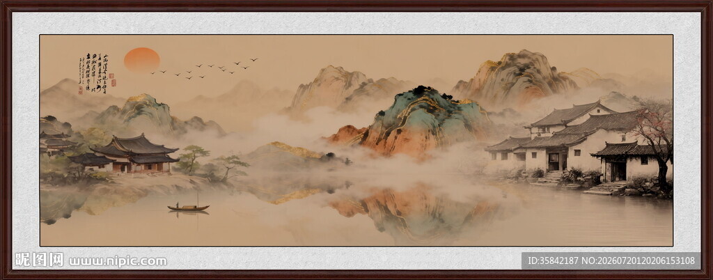 意境山水水墨画