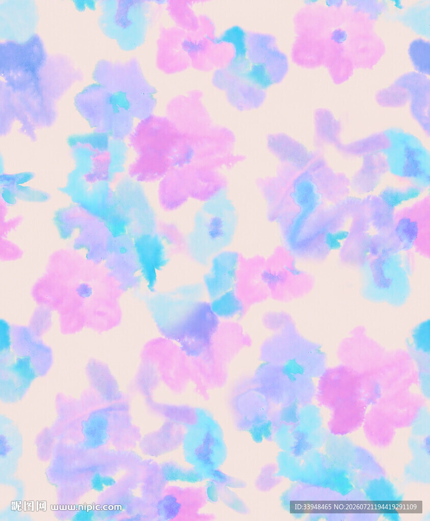 梦幻水彩花卉图案背景