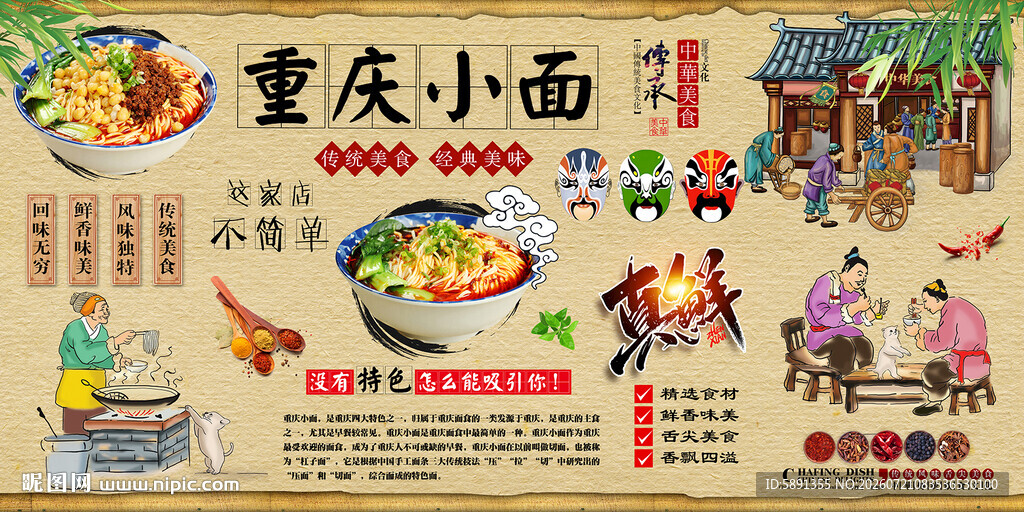 重庆小面背景墙