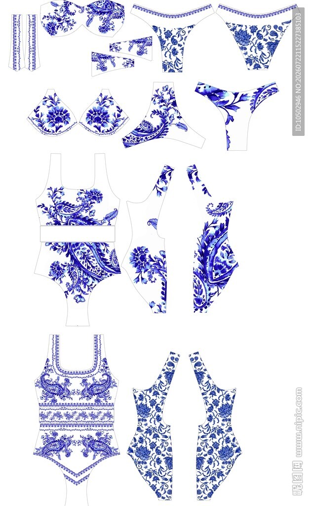 青花瓷风格服饰图案设计
