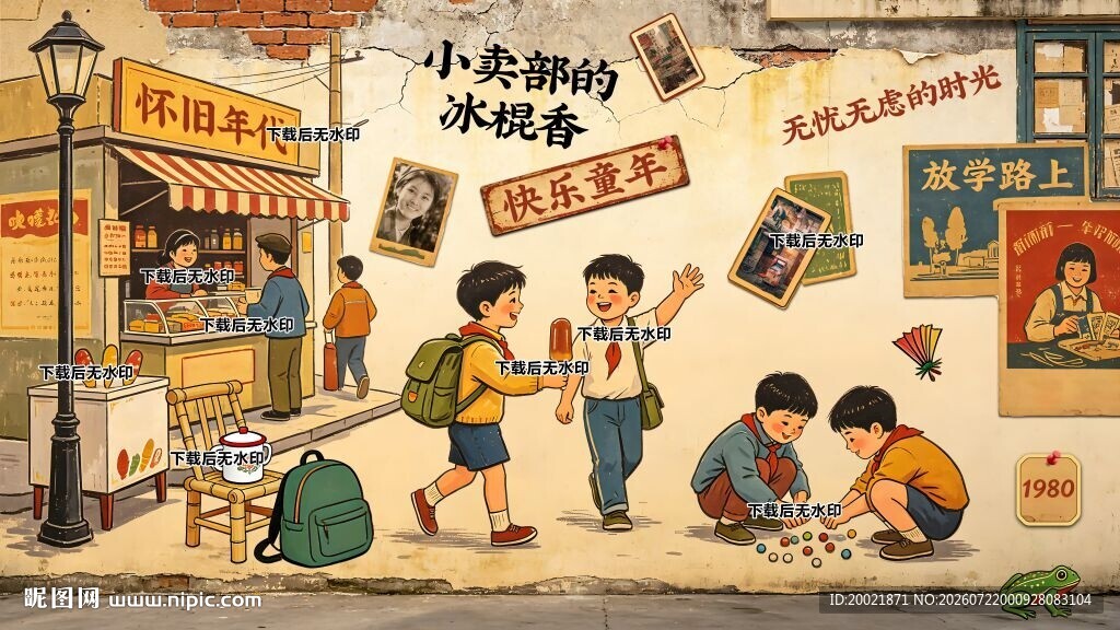 复古怀旧致青春背景墙