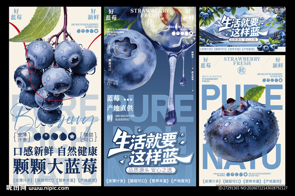 水果店蓝莓宣传海报