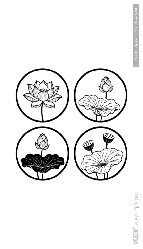 荷花简笔画图案集合