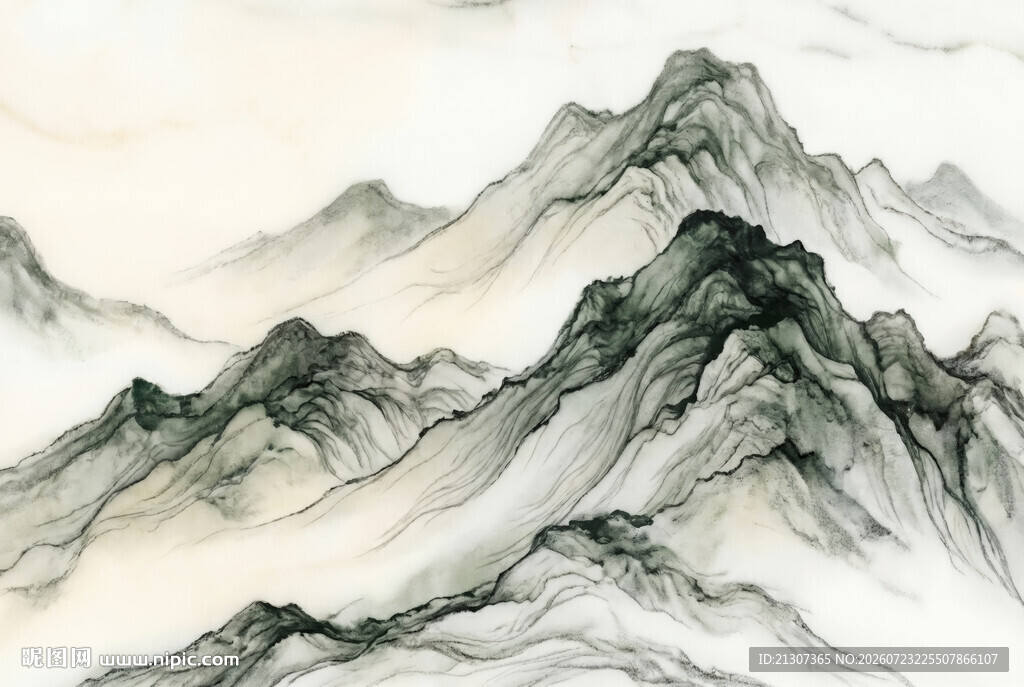 水墨写意山峦图