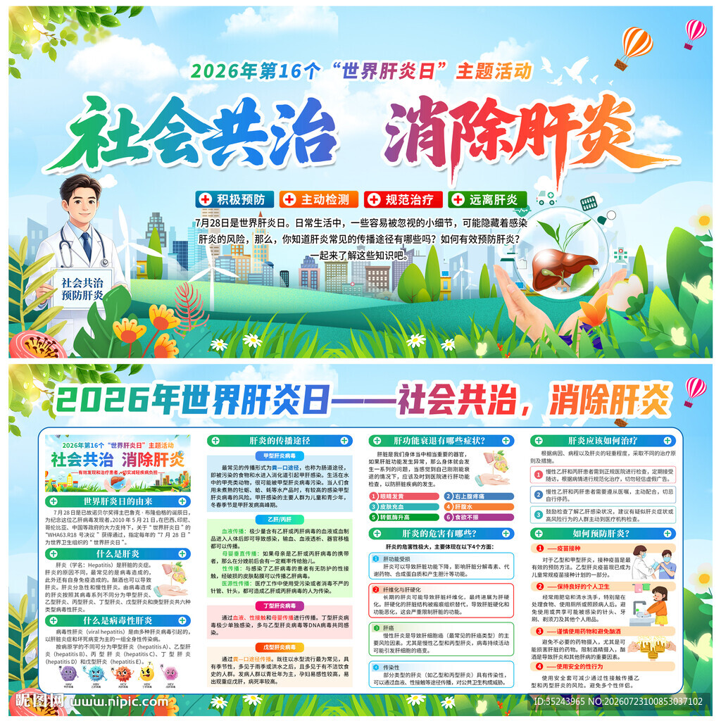 2026年世界肝炎日宣传栏展板