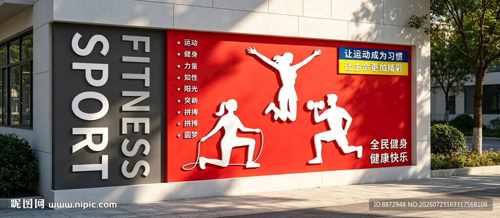 户外健身主题墙面装饰