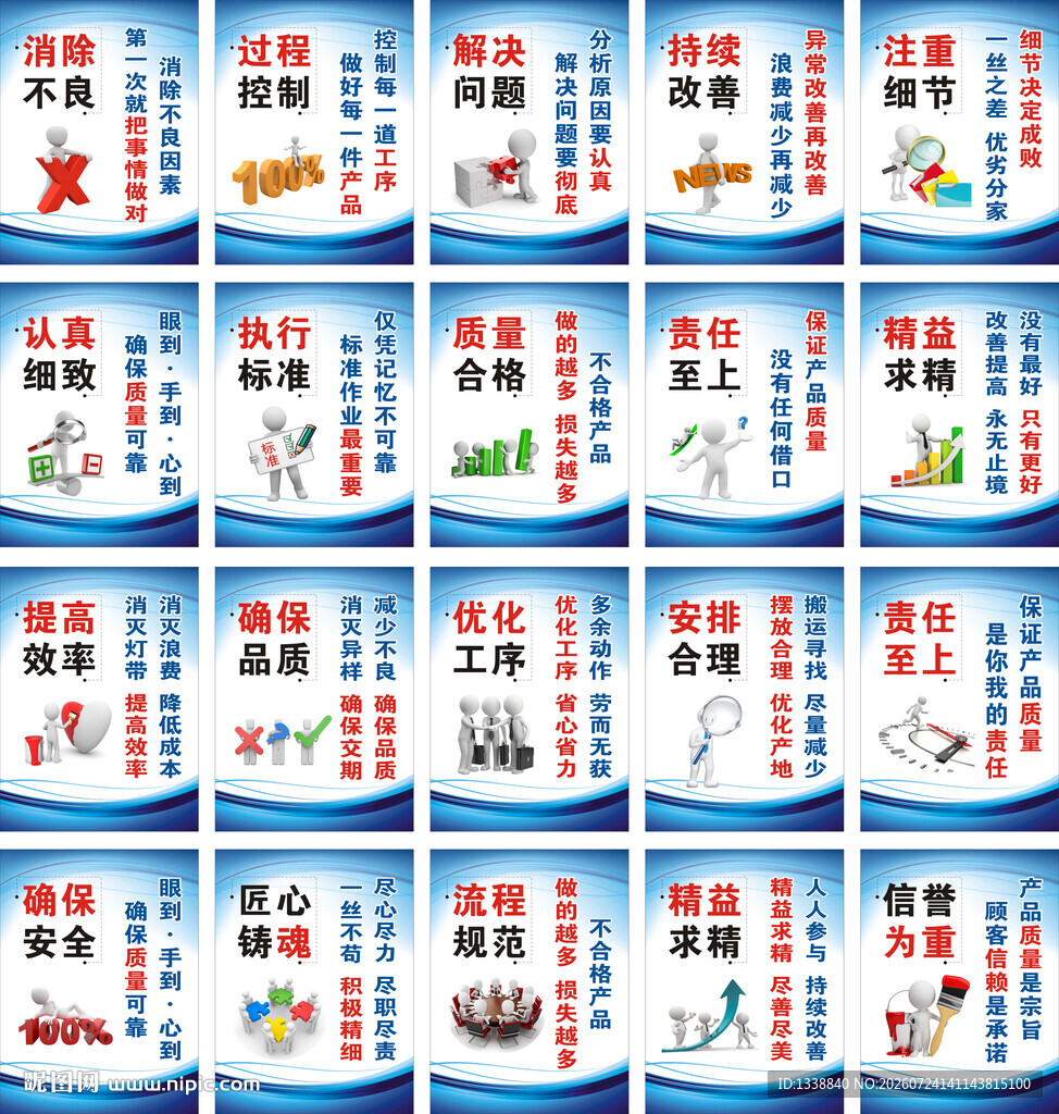 企业品质标语3D小人