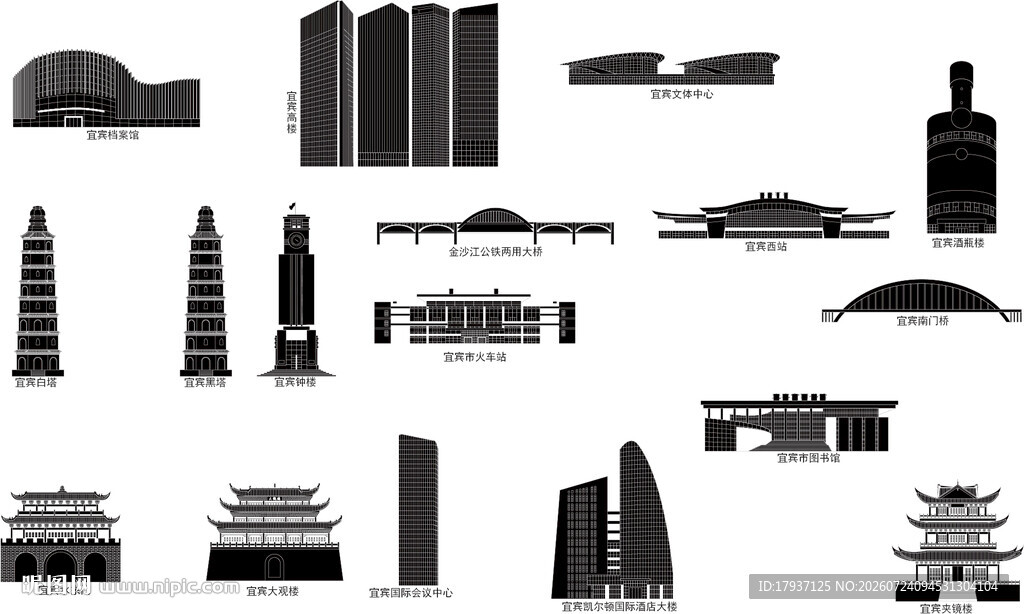 宜宾四川城市建筑旅游剪影