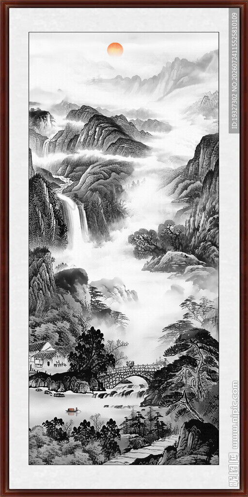 国画旭日东升山水画