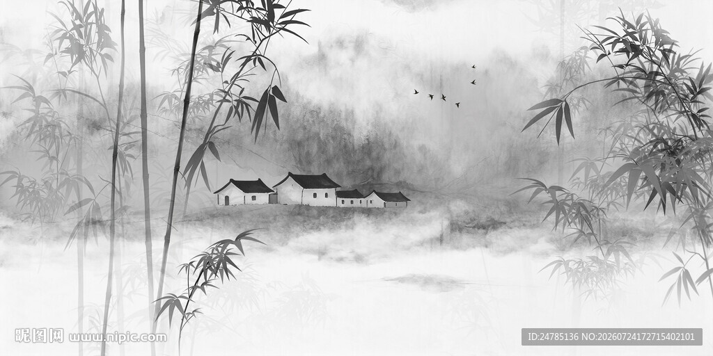 水墨竹林