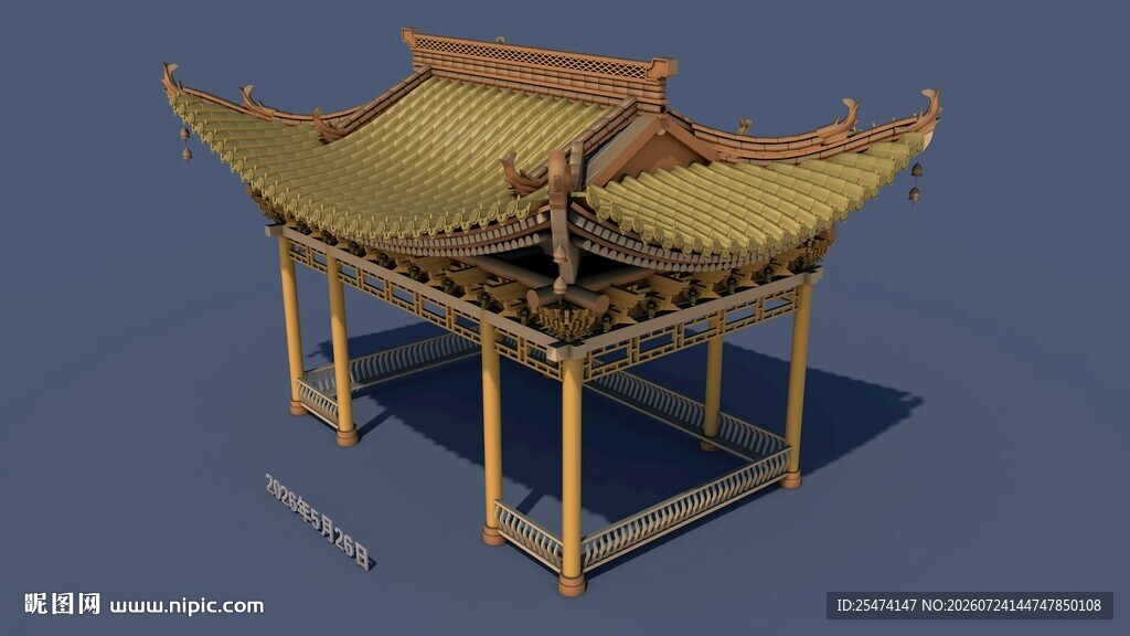 中式古建亭子3D模型