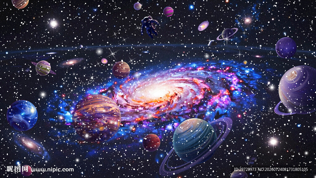 星空星球星系宇航员太空