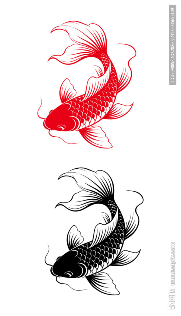 红黑双色锦鲤图案