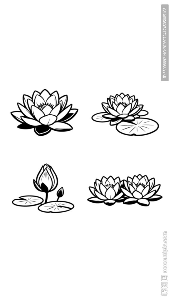 手绘莲花图案设计素材