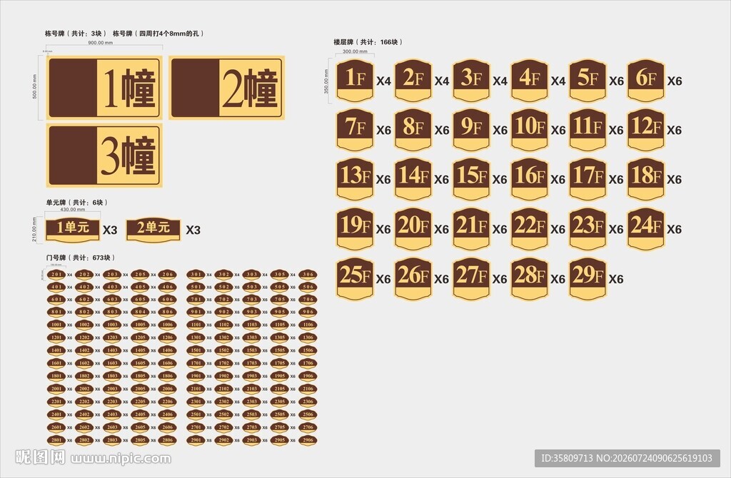 小区楼栋单元门号牌