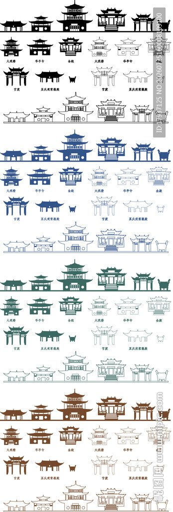 昆明云南城市建筑剪影地标插画