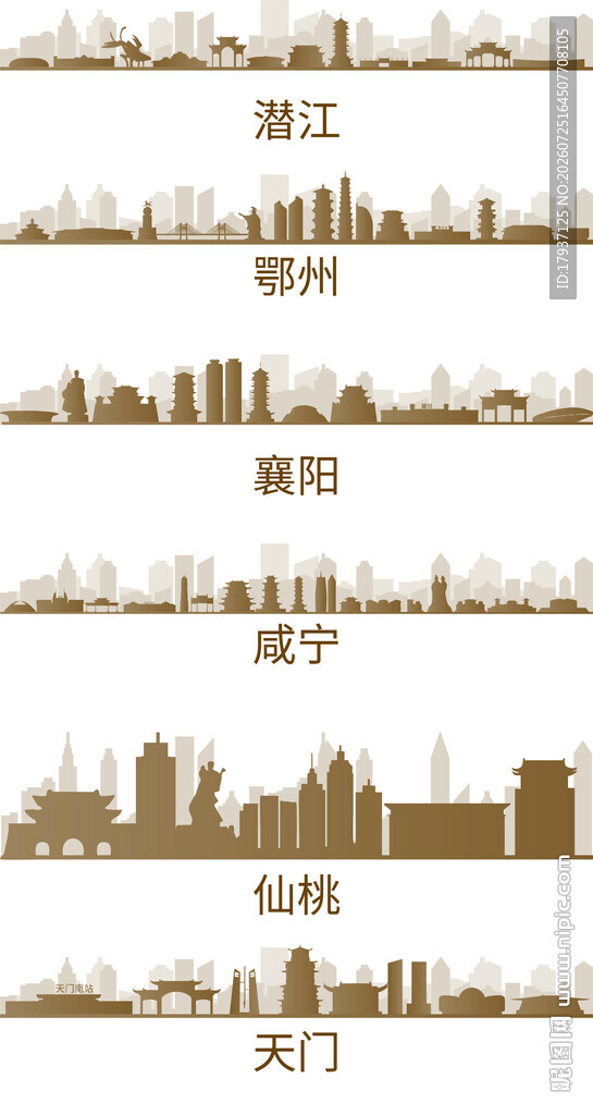 潜江鄂州襄阳咸宁仙桃天门城市