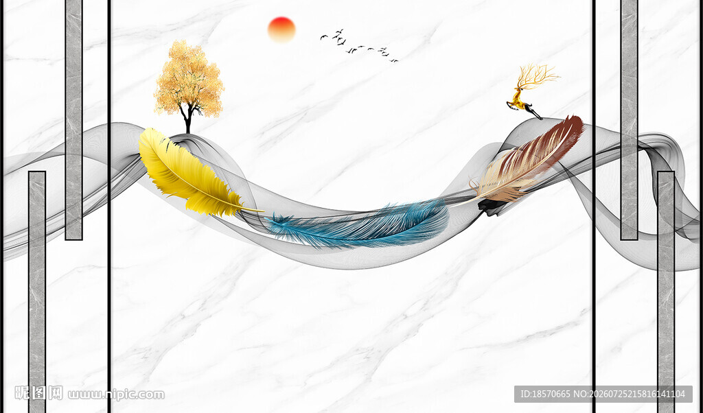 中式山水抽象艺术装饰画