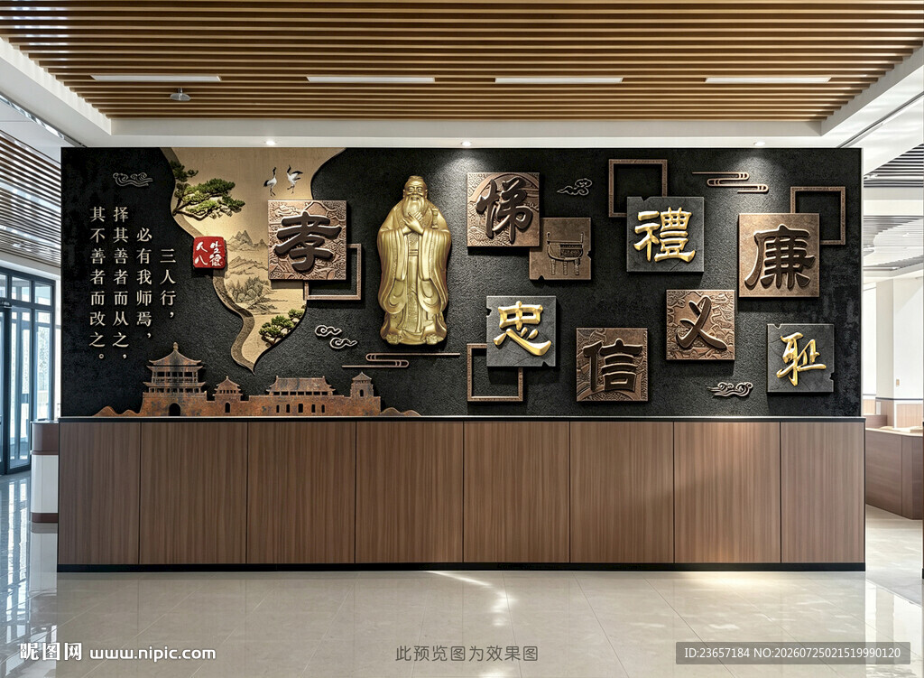 校园文化墙 校史馆文化墙 孔子