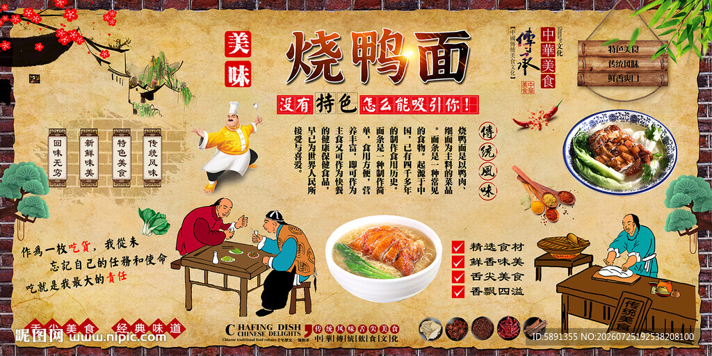 烧鸭面背景墙