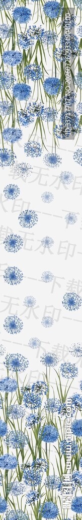 蓝白花卉图案背景纹理