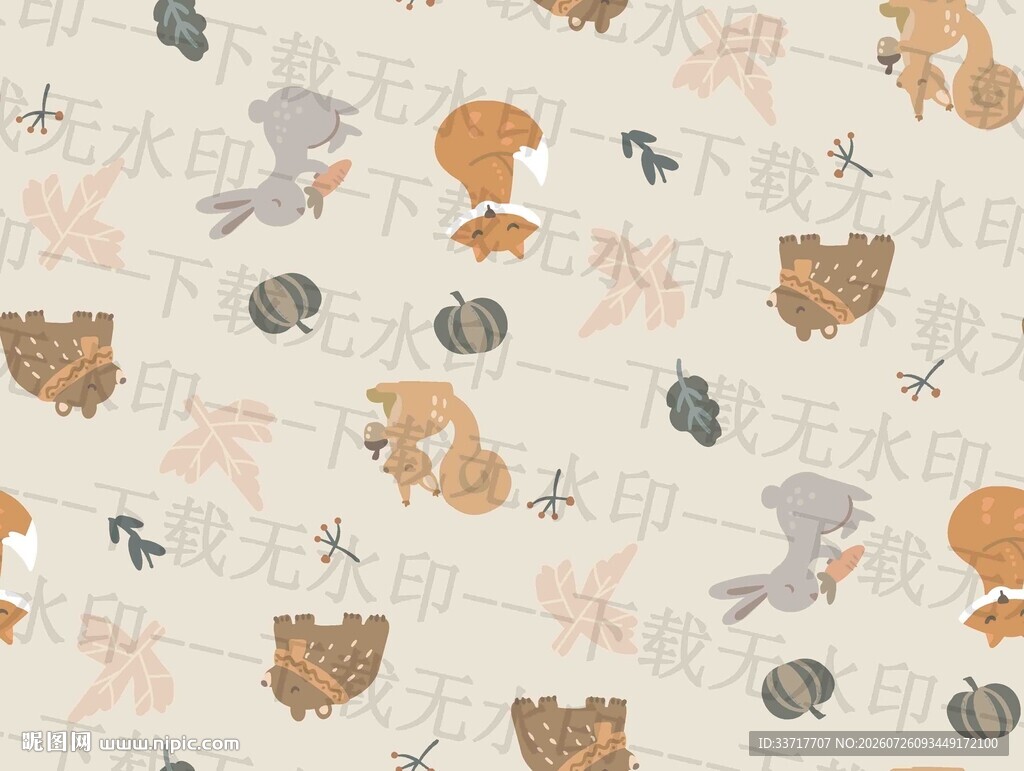动物图案的可爱背景纹理