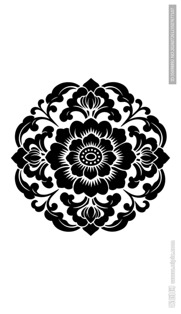黑白花卉装饰图案