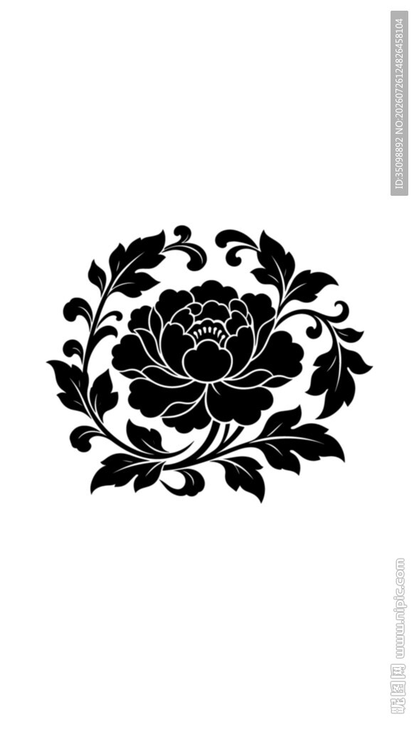 黑色牡丹花纹图案