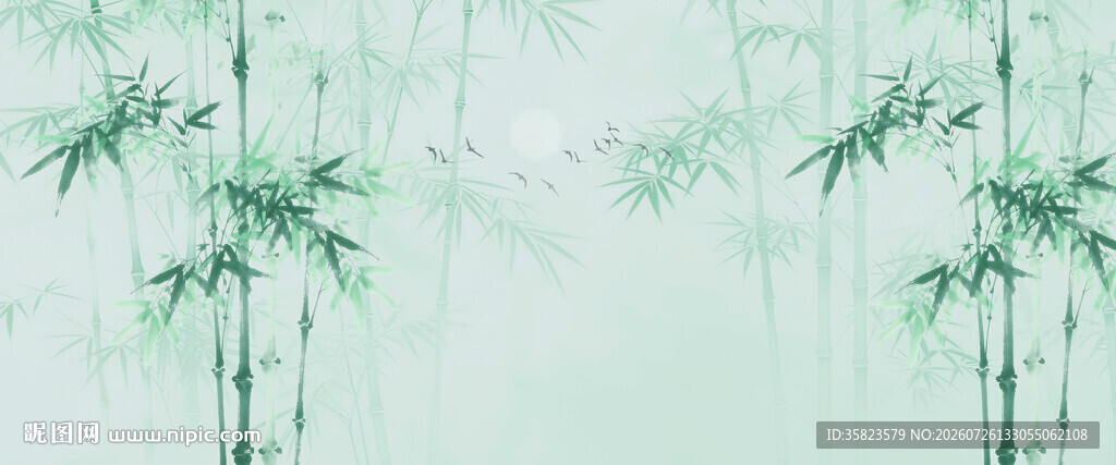 新中式灯箱水墨竹子