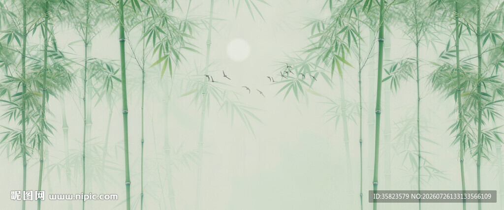 新中式简约竹子屏风背景