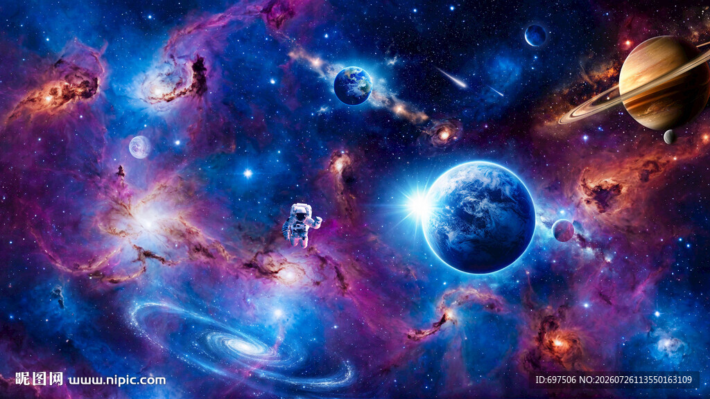 宇宙星球太空宇航员黑洞银河背景