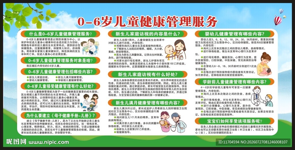 儿童健康管理服务宣传栏