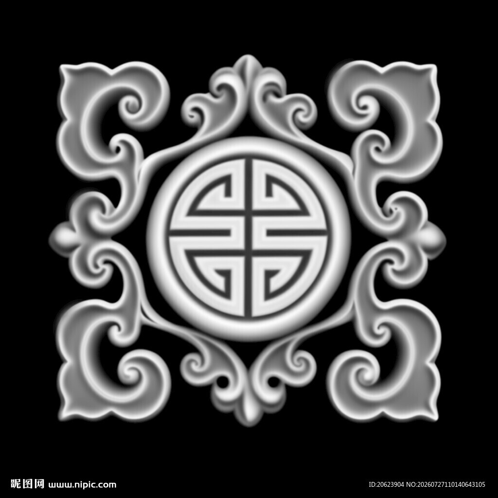 中式古典福寿纹装饰图案