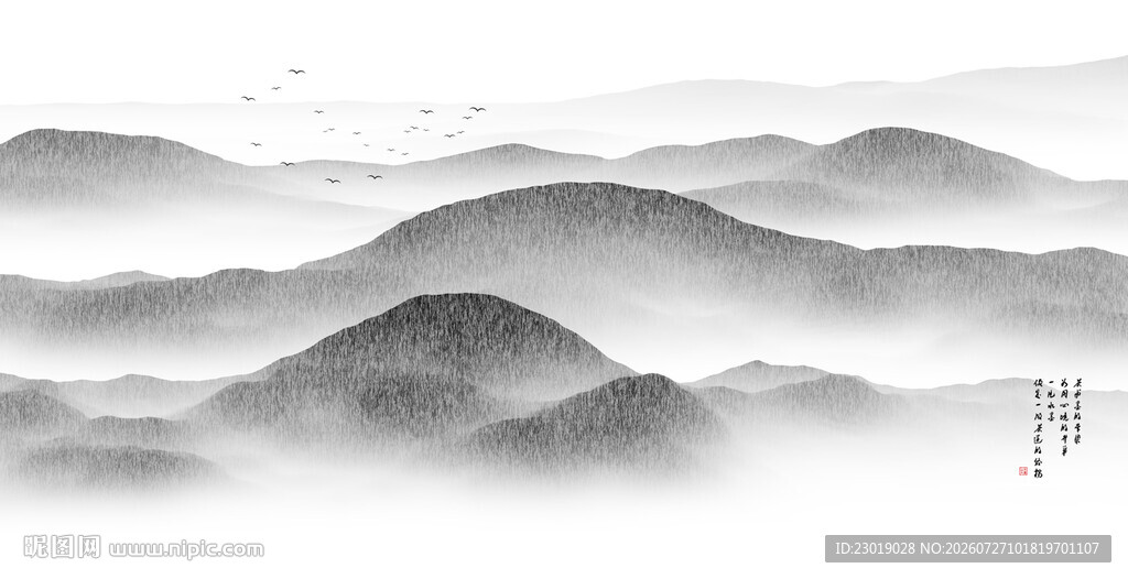 意境水墨山水画