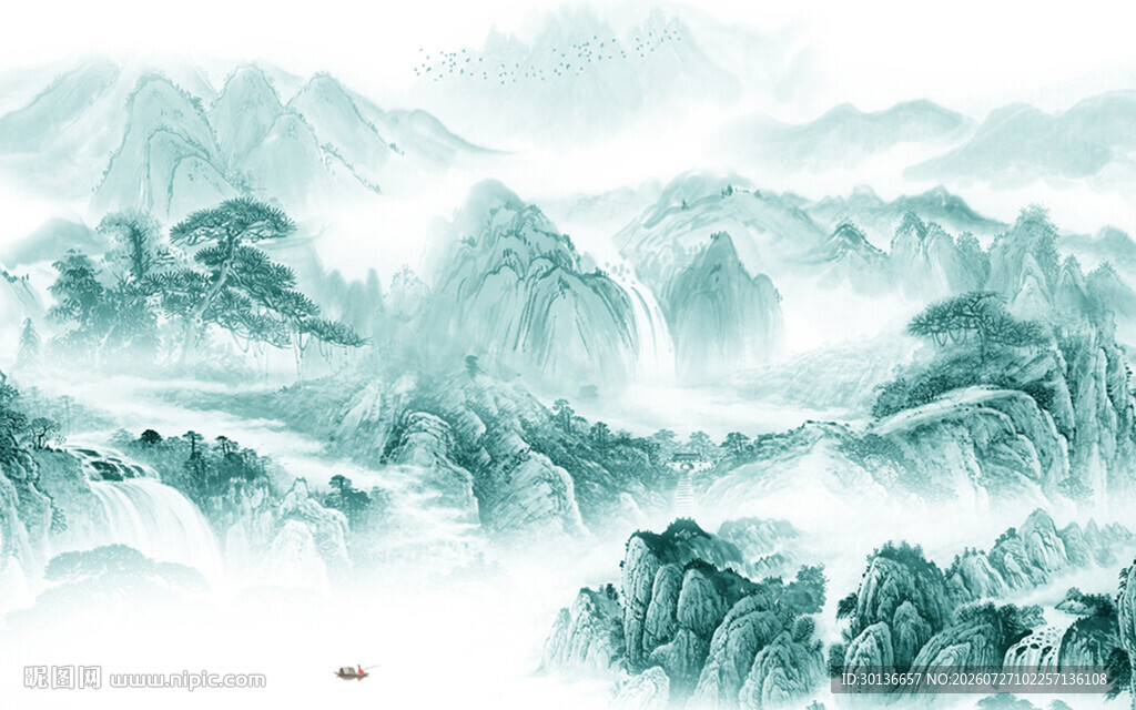 高档 现代中式山水 高清大图 