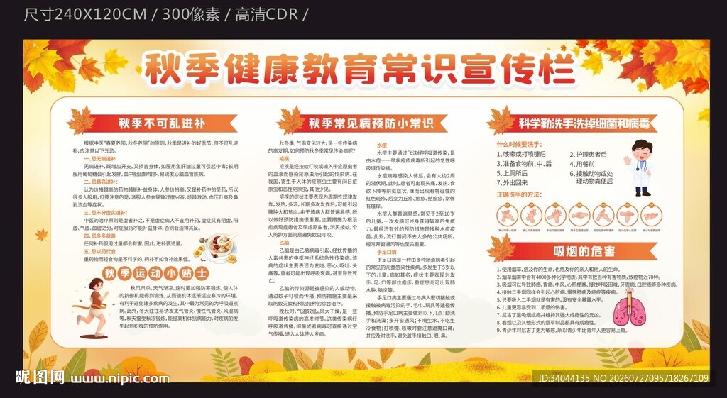 秋季健康教育常识宣传栏