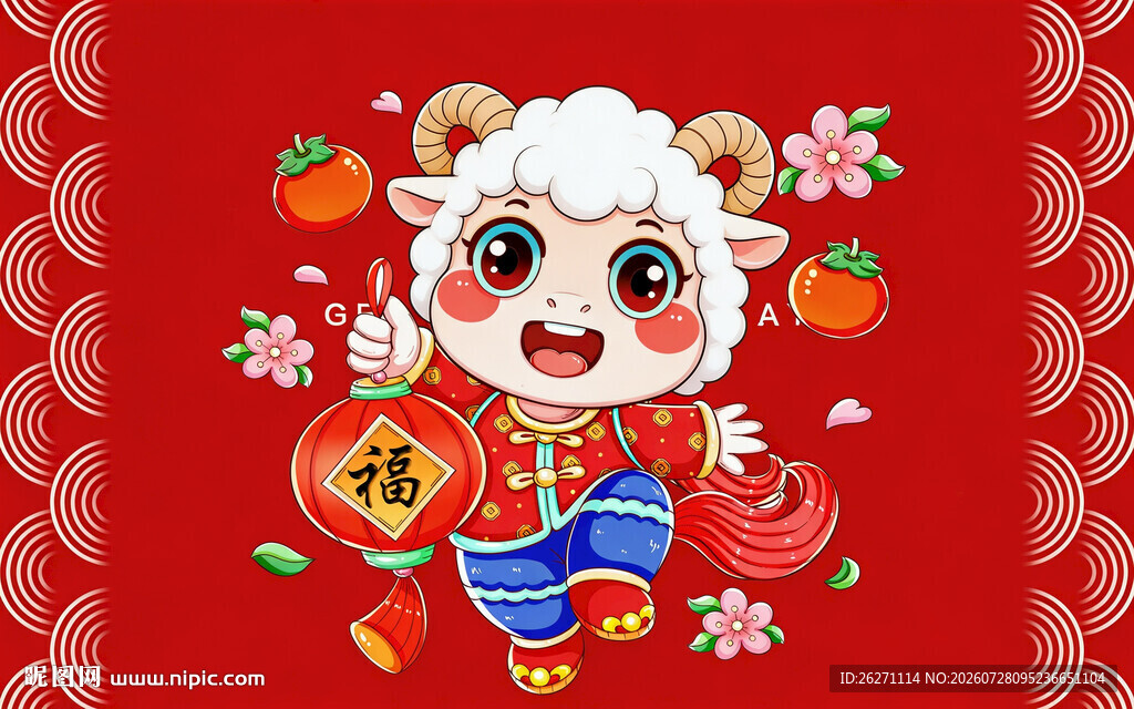 羊年萌娃贺岁图