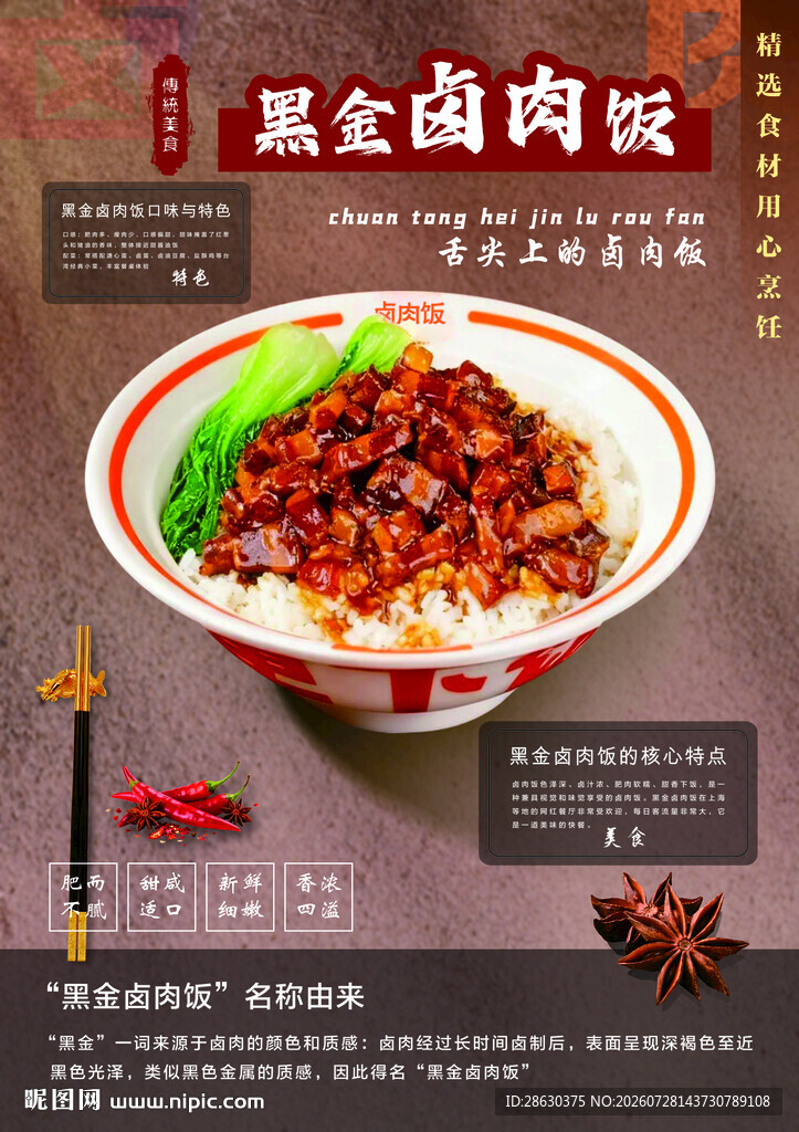 风味黑金卤肉饭美食餐饮海报